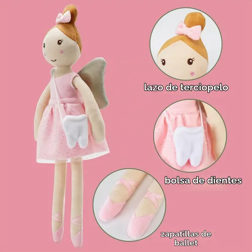 Vista 3 de free-space Muñeco de ballet de felpa suave con bolsa de dientes pequeños para niños, regalos de Navidad y cumpleaños