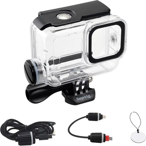 Vista 5 de Suptig Funda impermeable, funda subacuática, funda protectora de buceo compatible con GoPro Hero 13, 12, 11, 10, 9, negro, impermeable, 164 pies
