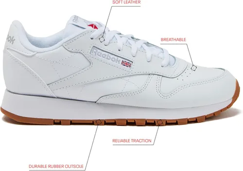 Vista 2 de Reebok Zapatos clásicos de cuero para niñas y niños pequeños, zapatos deportivos para niños pequeños o grandes, zapatos de tenis para niñas o niños