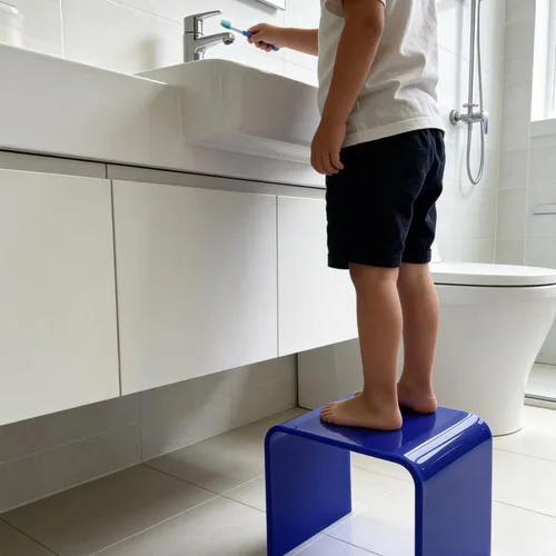 Vista 6 de Taburete de acrílico de 13" de ancho para niños pequeños, soporte para plantas, multiusos como taburete resistente al agua para la ducha, taburete