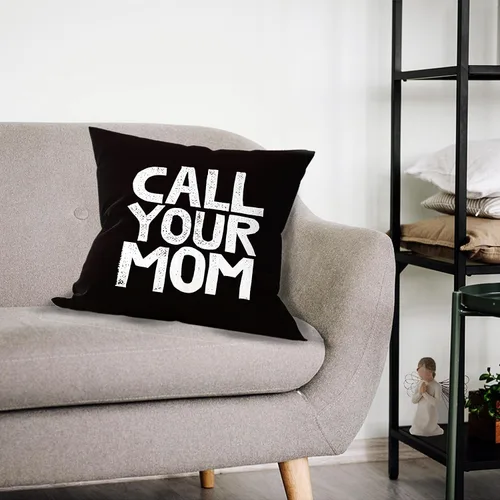 Vista 2 de Call Your Mom - Divertida funda de almohada para hija, hijo, accesorios de dormitorio, fiesta de graduación, 18 x 18 pulgadas, funda de cojín Negro