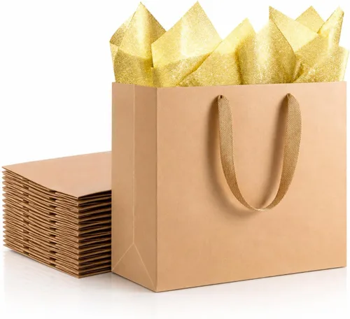 Vista 29 de SHIPKEY Paquete de 10 bolsas de regalo verde aguamarina con papel de seda bolsa de regalo de dama de honor de 8 x 4 x 11 pulgadas, bolsa de papel