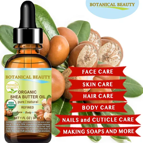 Vista 4 de Botanical Beauty Aceite orgánico de manteca de karité 100 % puro, natural, sin diluir, refinado, refinado, aceite portador prensado en frío