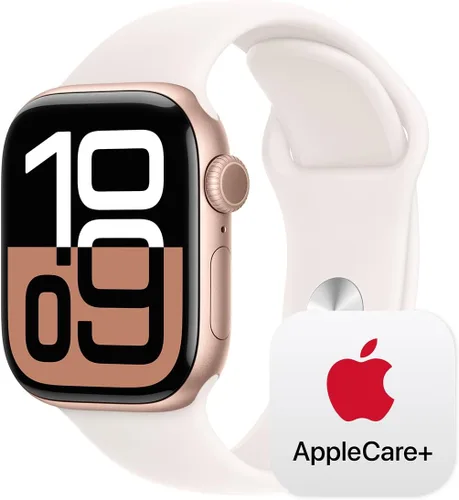 Vista 40 de Apple Watch Series 10 [GPS 42 mm] Smartwatch con caja de aluminio negro brillante y correa deportiva negra - M/L. Rastreador de fitness, aplicación