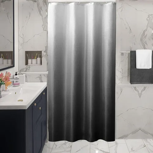 Vista 30 de Gibelle Cortina de Ducha Pequeña para Cabina 36 x 72 pulgadas, Cortina de Ducha de Tela Texturizada de Tejido Gofre Medio Estrecho para Baño, Beige