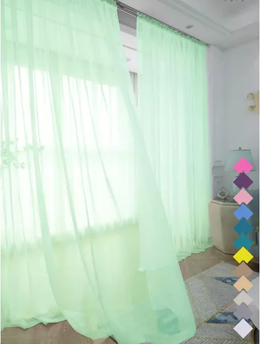 Vista 12 de L&TEC Cortinas traslúcidas para la ventana de color beige, 2 paneles de 48x45 pulgadas, con bolsillo básico para la barra de la cortina