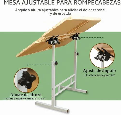 Vista 3 de BittPicc - Mesa de rompecabezas ajustable con 4 cajones y patas de cubierta