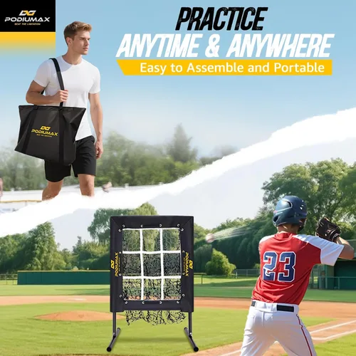 Vista 7 de PodiuMax Baseball Pitching Net, 9 Hole Pitching Net with Strike Zone, 5 Adjustable Heights Baseball Throwing Net for All Ages, Heavey Duty Solo