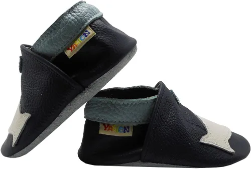 Vista 5 de YALION Mocasines para bebés y niñas, zapatos de cuero de suela suave, antideslizantes, zapatos de cuna para bebés precaminantes