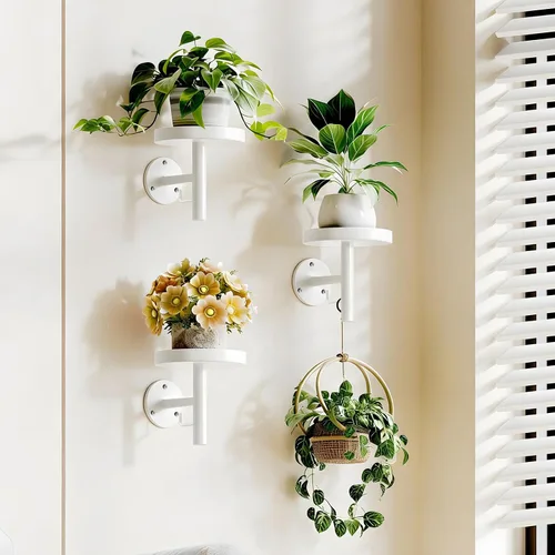 Vista 9 de YUOROS Paquete de 3 Soportes de Plantas de Pared, Macetas de Pared para Plantas de Interior, Estanterías Colgantes para Plantas de Ventana, Negro
