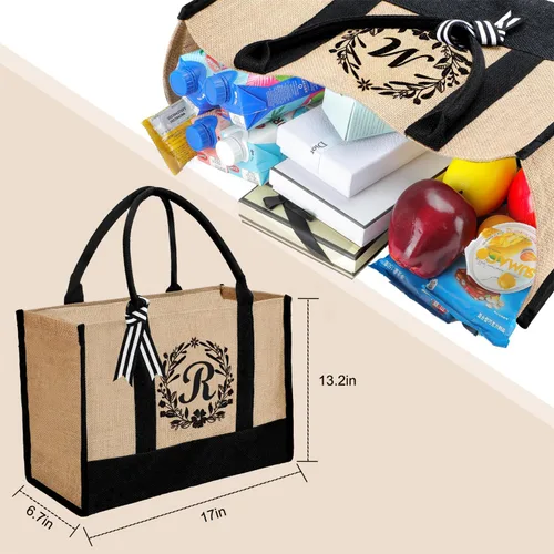 Vista 33 de Bolsa de mano personalizada de yute para mujeres, regalos para el día de la madre, regalo de Navidad de cumpleaños para mujeres y amigas