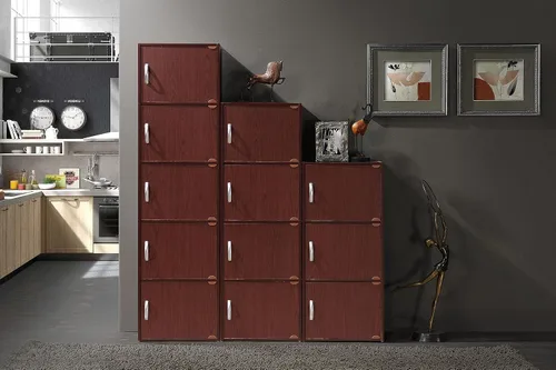 Vista 7 de Hodedah Import - Estantería con 5 estantes, Caoba, Mahogany