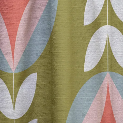 Vista 7 de DesignQ Cortinas 'Retro Botanical Pattern I' - Cortinas para dormitorio, cortinas para sala de estar, cortinas con aislamiento térmico, panel
