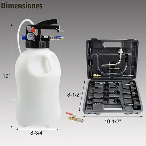 Vista 8 de YSTOOL Juego de dispensador extractor de fluido neumático 10L ATF Kit de herramientas de recarga para cambio de aceite en transmisión del motor