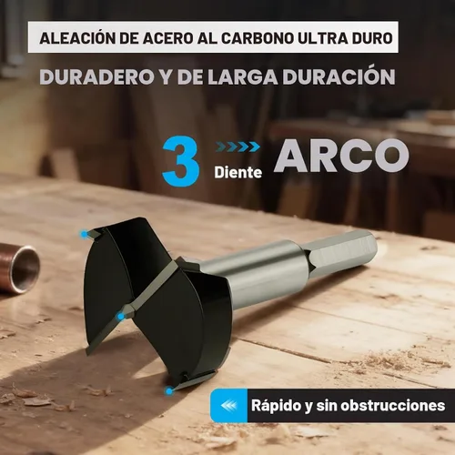 Vista 6 de Broca Forstner de 1 pulgada con punta de carburo para carpintería Bisagra Cortador
