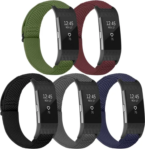 Vista 8 de TumpCez Bandas elásticas compatibles con Fitbit Charge 2, correa de repuesto ajustable elástica de nailon suave Solo Loop para Fitbit Charge 2
