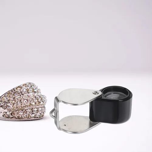 Vista 9 de Mini lente de aumento con soporte de cuero 14x vidrio de alta ampliación plegable portátil plegable de mano joyería lupa detección joyería