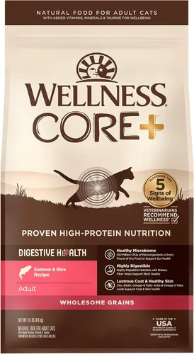 Vista 13 de Wellness CORE+ - Alimento seco para gatos adultos para interiores y exteriores, granos integrales, natural, salud digestiva con pollo y arroz