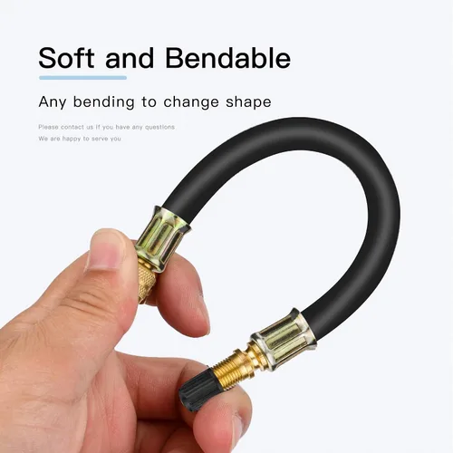 Vista 5 de Mellbree 2 extensores de vástago de válvula, extensión flexible de vástago de válvula de neumático Schrader de 8.25 pulgadas compatible con Harleys