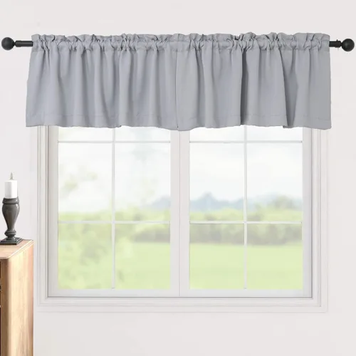 Vista 12 de Pickluc Cortinas opacas con cenefa de 18 pulgadas de largo, cortinas cortas con bolsillo para barra para ventana de cocina, baño, sala de estar