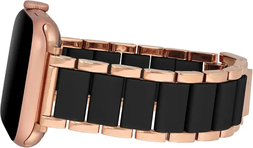 Vista 2 de Anne Klein Silicone Adjustable Bracelet for Apple Watch Negro/Oro rosa