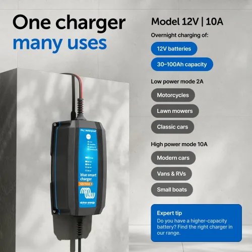 Vista 6 de Victron Energy Blue Smart IP65 12/24-Volt 5-15 amperes - Cargador de batería (Bluetooth) Float & Trickle Cargador y desulfatador para motocicleta