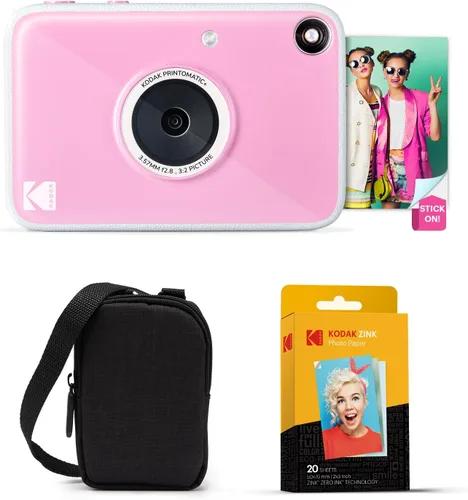 Vista 16 de KODAK Printomatic+ - Paquete de inicio de cámara digital de impresión instantánea + Estuche de transporte + Papel fotográfico adhesivo Zink de 20