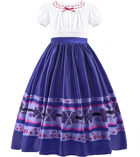 Vista 2 de keaiyouhuo Disfraz de Mirabel 3T-12T para cosplay, disfraz de Isabela Luisa Dolores, tía Pepa, vestido Madrigal para la familia Halloween