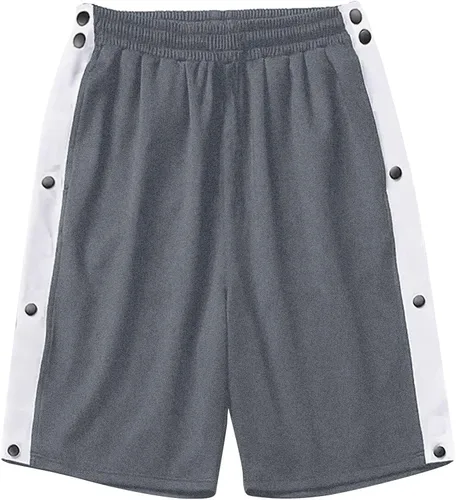 Vista 6 de Pantalones cortos de baloncesto para hombre, pantalones cortos de baloncesto con botón de desgarro, pantalones cortos laterales con abertura alta a