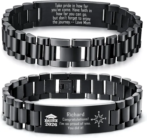 Vista 12 de MEALGUET Regalos de graduación para él, pulsera de graduación personalizable, regalo inspirador para graduados universitarios de clase de 2025