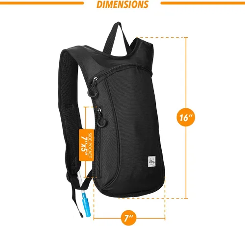 Vista 3 de Vibe Festival Gear Mochila de hidratación con bolsa de agua de 2 L para mujeres, hombres, adolescentes y niños, Hydropack Hydro Sports, al aire