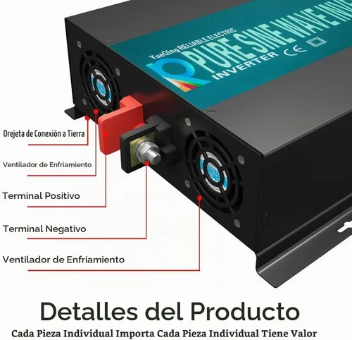 Vista 3 de WZRELB 3000W 12V onda sinusoidal pura inversor de energía solar DC AC convertidor (RBP300012W)