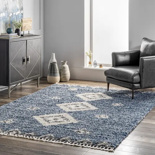 Vista 10 de nuLOOM Transitional Regina Shag - Alfombra decorativa, 3 x 5, color azul