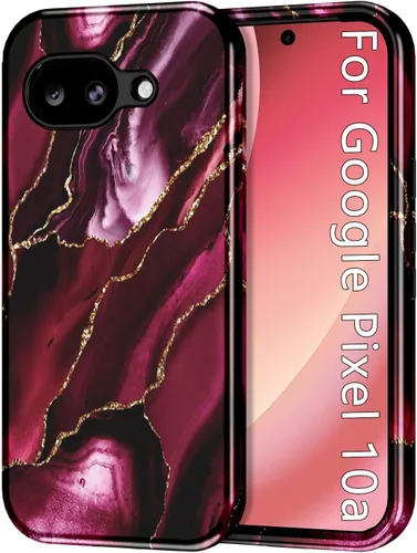 Vista 26 de Btscase Funda para Google Pixel 9 Pro 2024 [grado militar a prueba de golpes] elegante patrón de mármol delgado protector 3 capas de policarbonato
