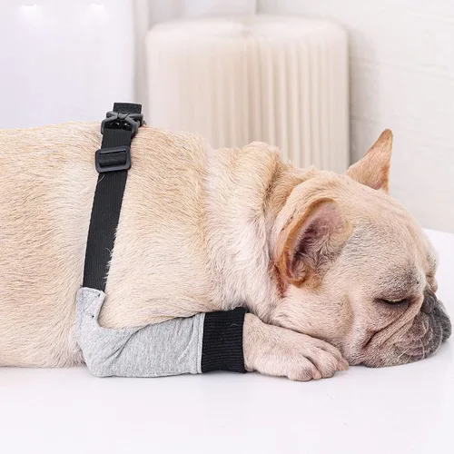 Vista 6 de Protector de codo para perro, soportes para patas delanteras de perro, mangas de recuperación con malla suave acolchada, almohadilla ajustable