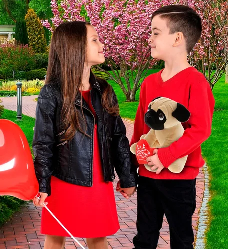 Vista 6 de DolliBu I Love You - Peluche de San Valentín con ojos grandes, lindo animal de peluche con corazón rojo y nombre, regalo personalizado para el día