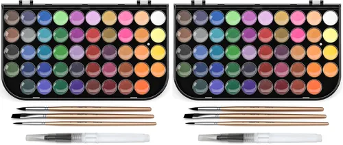 Vista 7 de Nicpro Juego de pintura de acuarela, kit de 48 colores de agua con 3 pinceles de pintura, paleta, bolígrafo de acuarela, suministros de pintura