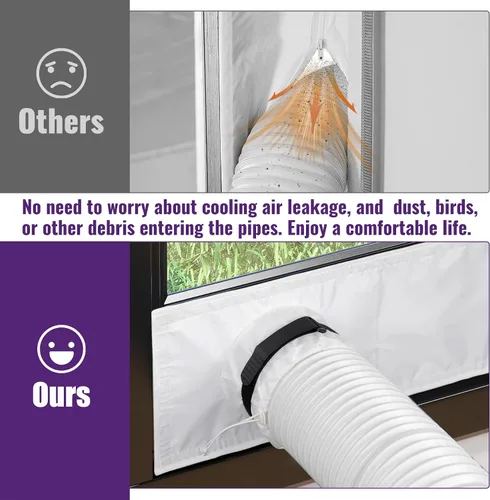 Vista 7 de Mxclimate Kit de ventana de aire acondicionado portátil, sello de ventana deslizante con protector de hojas, malla de ventilación de ventilación