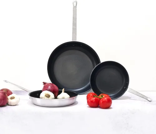 Vista 8 de Winco Majestic - Sartén antiadherente de 14.38 pulgadas, 14 pulgadas, color negro, plateado