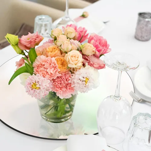 Vista 6 de Seelenruhe Espejos redondos de 10 pulgadas para centros de mesa para mesas, bandejas platos de espejos redondos para centros de mesa, decoraciones