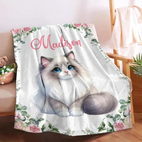 Vista 17 de Manta de bebé personalizada para niñas y niños pequeños, recién nacidos, regalos personalizados de vaca floral con nombre y texto, 40 x 30 pulgadas