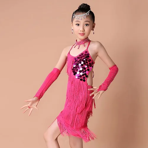 Vista 3 de Vestido de baile latino para niños, para fiesta de baile para bebés, disfraz de ballet para niños, vestido de baile para niñas