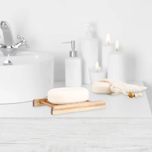 Vista 6 de Juego de 60 piezas de protector de jabón que incluye plato de madera, bolsa exfoliante, almohadillas protectoras a granel con autodrenaje, bolsa