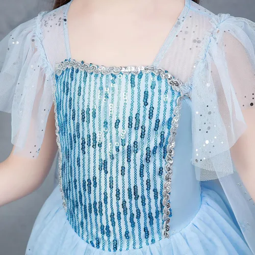 Vista 4 de TSIZFXI Elsa - Vestidos de princesa para niñas, fiesta de cumpleaños con accesorios de 3 a 8 años