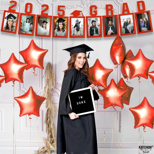 Vista 6 de KatchOn, Cartel de fotos de graduación rojo 2025 – grande, 10 pies, 2025 Cartel de graduación personalizado para la clase de 2025 Cartel