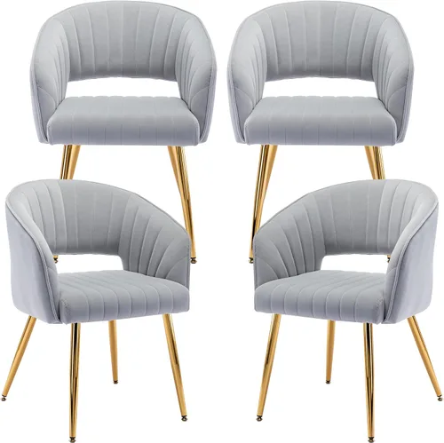 Vista 13 de ABET Juego de 2 sillas de comedor de terciopelo, rayas modernas con patas doradas, color negro