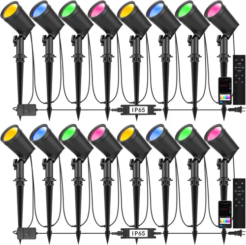 Vista 15 de SUNTHIN Iluminación de Paisaje Exterior con Controlador de Sensor de Anochecer a Amanecer, Paquete de 4