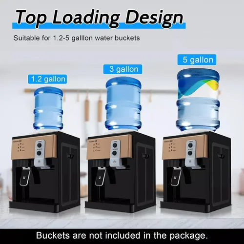 Vista 2 de Dispensador de agua para botella de 5 galones, dispensador de agua para encimera, dispensador de enfriador de agua caliente y fría con 3 ajustes