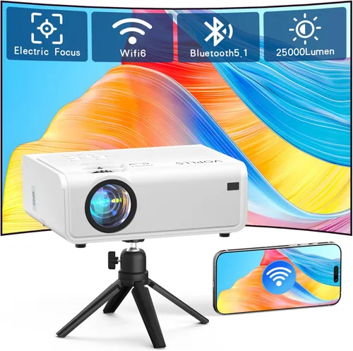 Vista 9 de Mini Proyector, VOPLLS 1080P Full HD WiFi Bluetooth Proyector Portátil, Proyector de Video de Cine en Casa al Aire Libre, 50% Zoom, Compatible