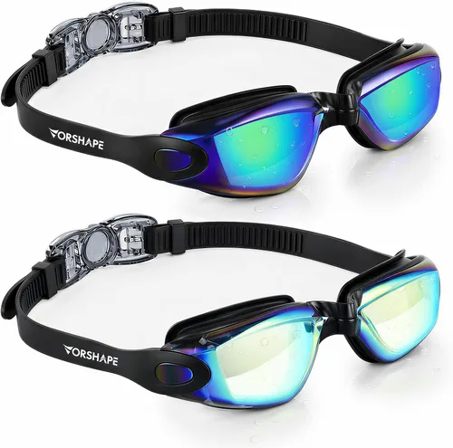 Vista 23 de Gafas de natación: paquete de 2 gafas de natación antivaho, sin fugas, protección UV, para adultos, hombres, mujeres, jóvenes